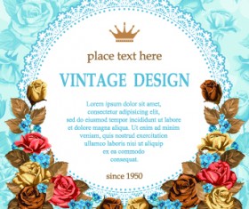 Rose and frame vintage background vector 01