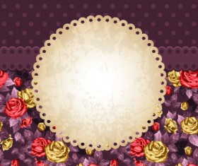 Rose and frame vintage background vector 02
