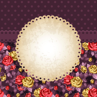 Rose and frame vintage background vector 02