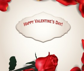 Rose leaf Valentine Day card vector