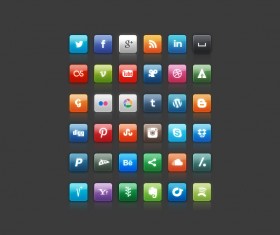 Shiny colored social share icons