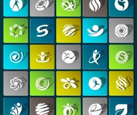 Sports paper icons vector set 01
