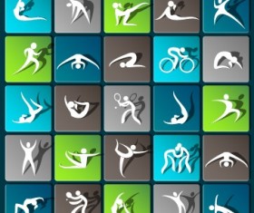 Sports paper icons vector set 02