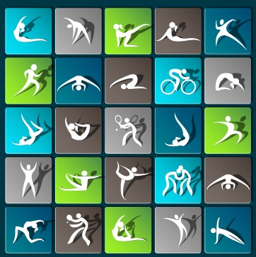 Sports paper icons vector set 02