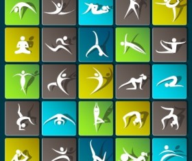 Sports paper icons vector set 03