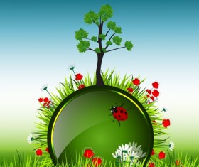 Shiny spring elements vector background graphic 02