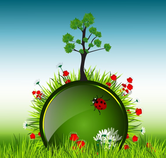 Shiny spring elements vector background graphic 02