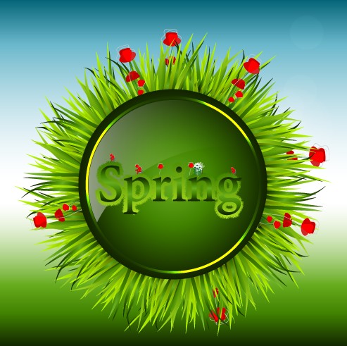 Shiny spring elements vector background graphic 03