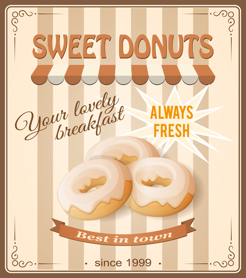 Sweet donuts poster vintage style design
