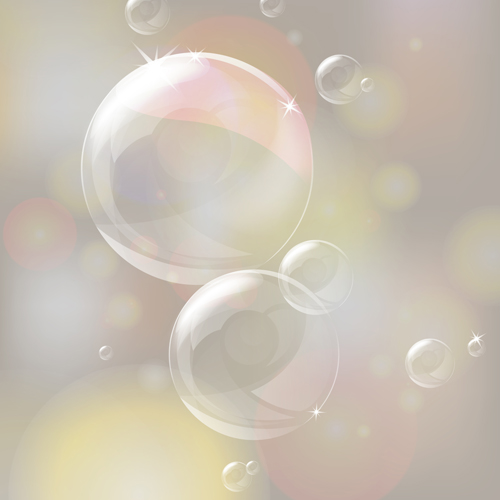 Transparent bubbles with background vector 01
