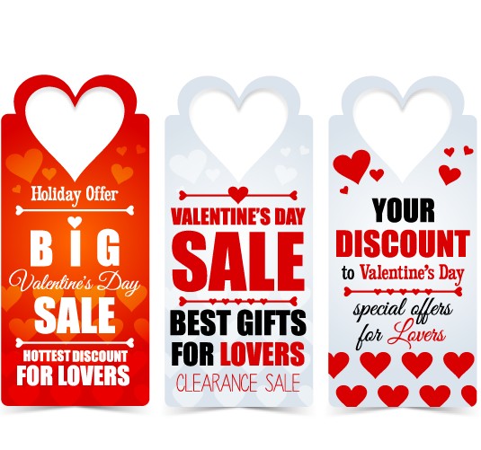 Valentine Day big sale tags vector 01