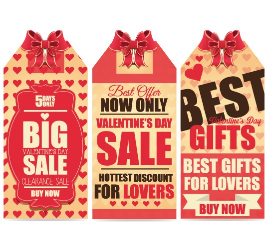 Valentine Day big sale tags vector 02