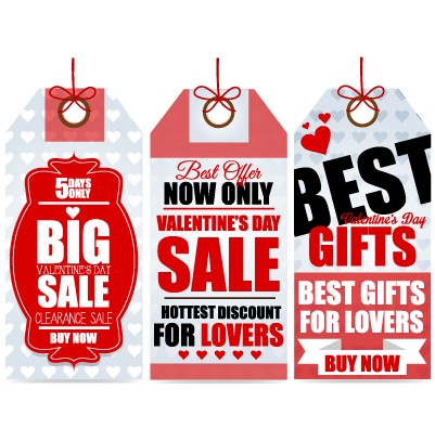 Valentine Day big sale tags vector 03