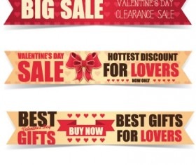 Valentine Day big sale vector banners set 01