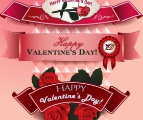 Valentine Day ribbon banner creative vector 01