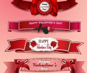 Valentine Day ribbon banner creative vector 02