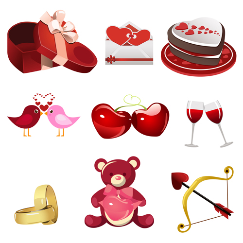 Valentine creative ornaments design vectors