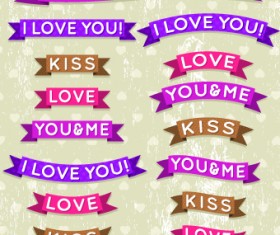 Valentine ribbon banner design vector 01