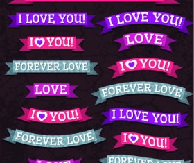 Valentine ribbon banner design vector 02