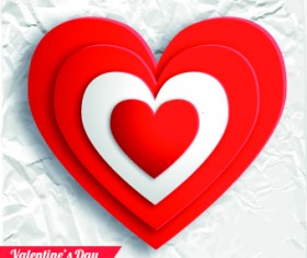 Paper heart Valentine Day vector background 01