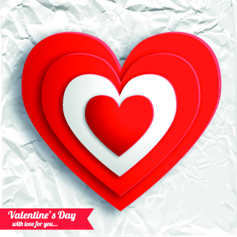 Paper heart Valentine Day vector background 01
