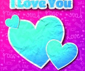 Paper heart Valentine Day vector background 02