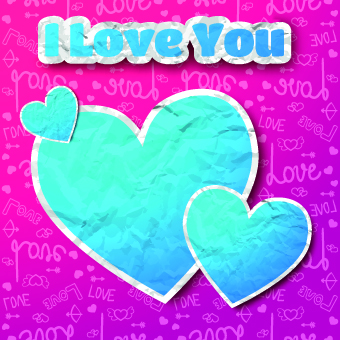 Paper heart Valentine Day vector background 02