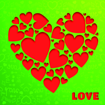 Paper heart Valentine Day vector background 03