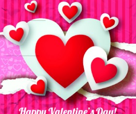 Paper heart Valentine Day vector background 04