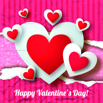 Paper heart Valentine Day vector background 04