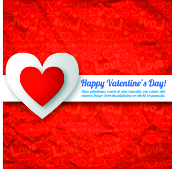 Paper heart Valentine Day vector background 05