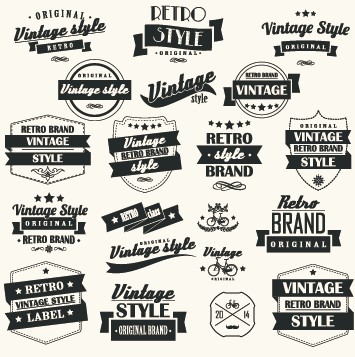 Vector set of vintage style label graphics 01