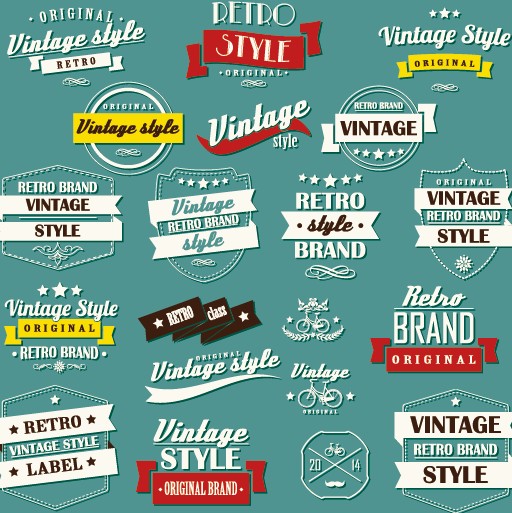 Vector set of vintage style label graphics 02