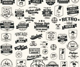 Vector set of vintage style label graphics 03