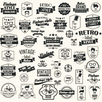 Vector set of vintage style label graphics 03