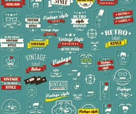 Vector set of vintage style label graphics 04