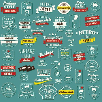 Vector set of vintage style label graphics 04