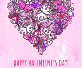 Vintage Valentine heart-shaped vector background 01