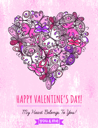 Vintage Valentine heart-shaped vector background 01