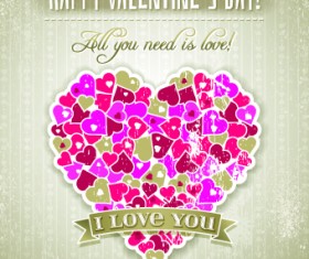 Vintage Valentine heart-shaped vector background 02