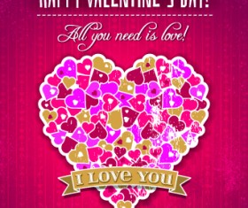 Vintage Valentine heart-shaped vector background 03