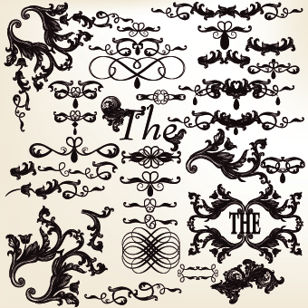 Vintage calligraphic ornament elements vector 01