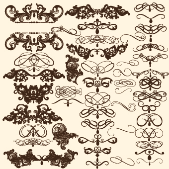 Vintage calligraphic ornament elements vector 02