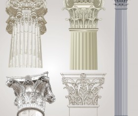 Vintage columns design elements vector 01