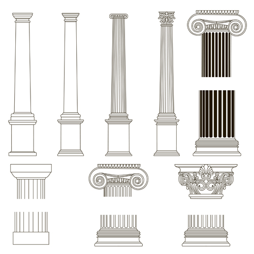 Vintage columns design elements vector 03