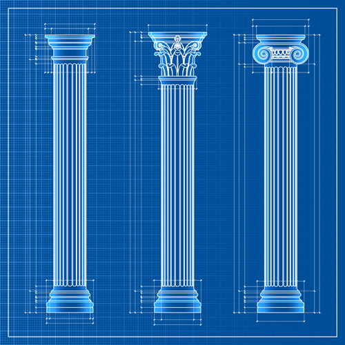 Vintage columns design elements vector 05