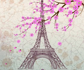 Vintage eiffel tower design background 03