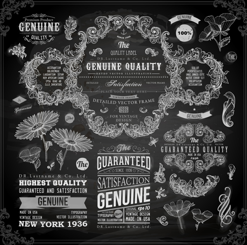 Vintage ornaments covers for labels and frame vector 03