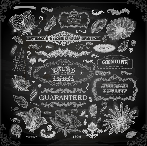 Vintage ornaments covers for labels and frame vector 04