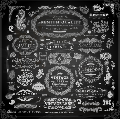 Vintage ornaments covers for labels and frame vector 05
